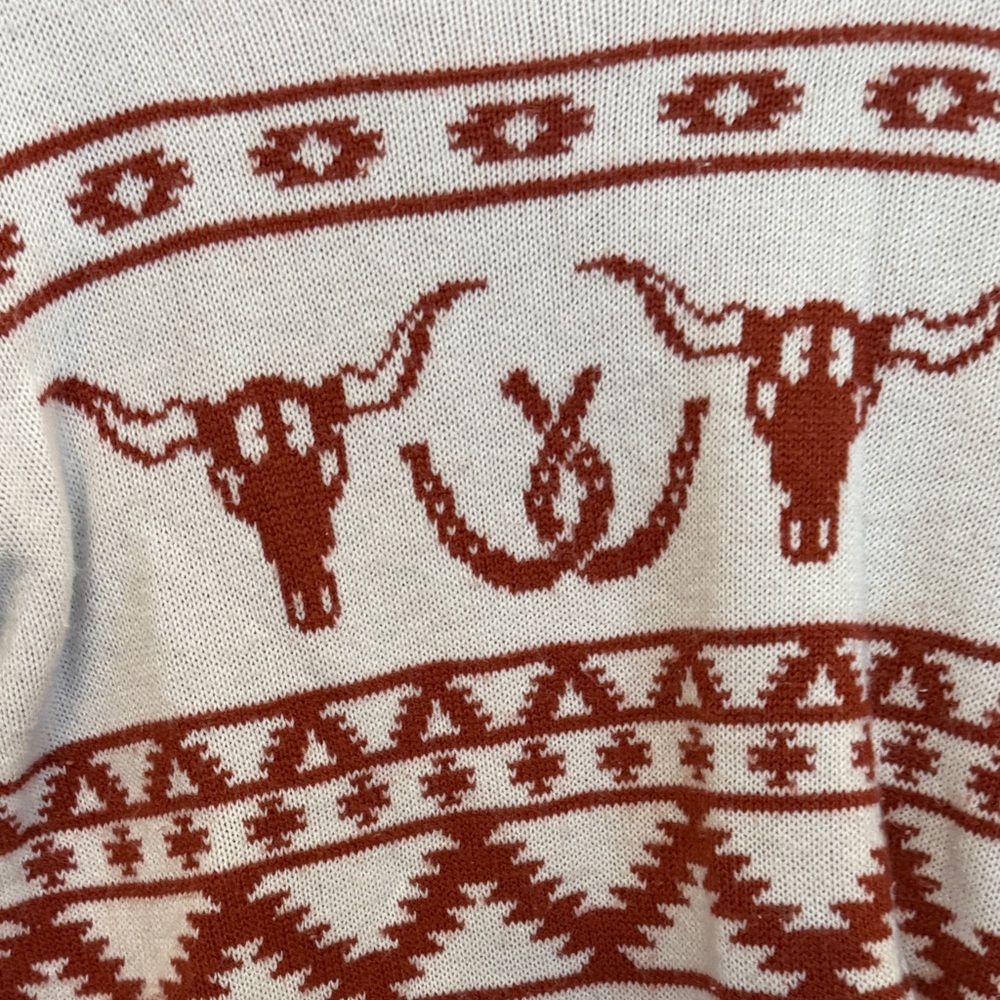 Wrangler Retro Womens Western Sweater in off white and rust Brown - Picture 3 of 7